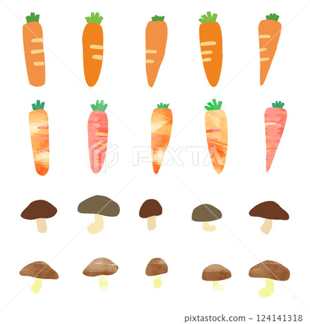 Carrot and shiitake mushroom illustration 124141318
