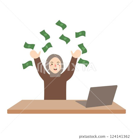 Businesswoman Working Online on Laptop 124141362