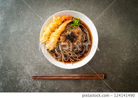 Japanese ramen noodles with shrimps tempura Japanese ramen noodles with shrimps tempura 124141490