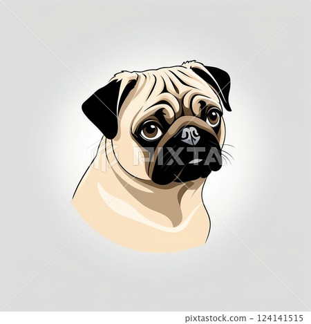 一隻表情獨特、深思熟慮的哈巴狗 124141515