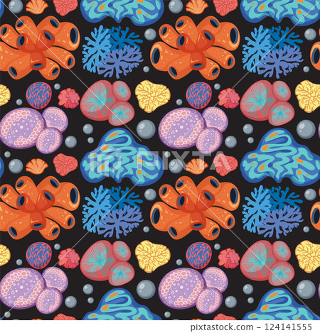 Colorful Coral Reef Pattern Design 124141555