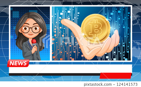 Cryptocurrency News Broadcast Illustration Cryptocurrency News Broadcast Illustration 124141573