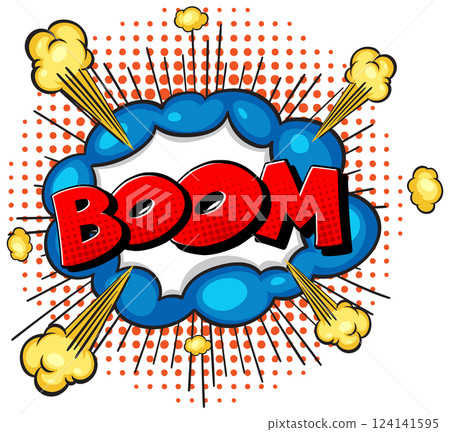Comic Style Explosion with Bold Text 124141595