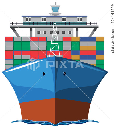 Cargo Ship with Colorful Containers 124141599