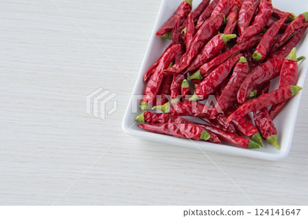 Chili peppers on a white plate Chili peppers on a white plate 124141647