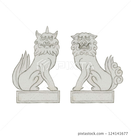 上帝的使者,獅子狗,神獸,靈獸,水彩插圖 上帝的使者,獅子狗,神獸,靈獸,水彩插圖 124141677