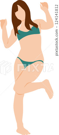 身穿泳衣的女子擺姿勢的插圖 124141812