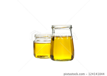PNG, Sunflower oil in glass jars, isolated on white background PNG, Sunflower oil in glass jars, isolated on white background 124141844
