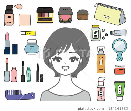 婦女及化妝品及補品插圖集 124141883