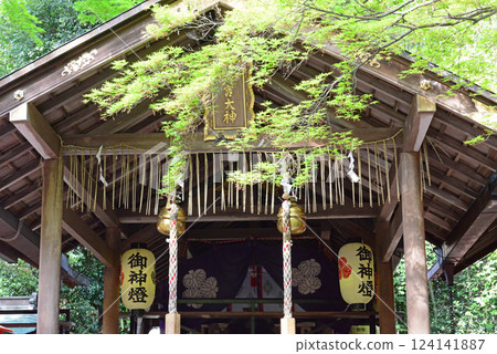 京都嵐山野宮神社拜殿與綠楓-2 124141887