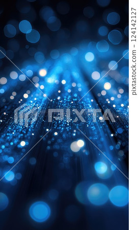 Vibrant blue light patterns creating a mesmerizing visual effect in a dark space 124142127