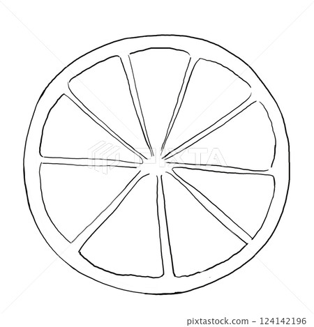 Line drawing: Lemon cross section illustration 124142196