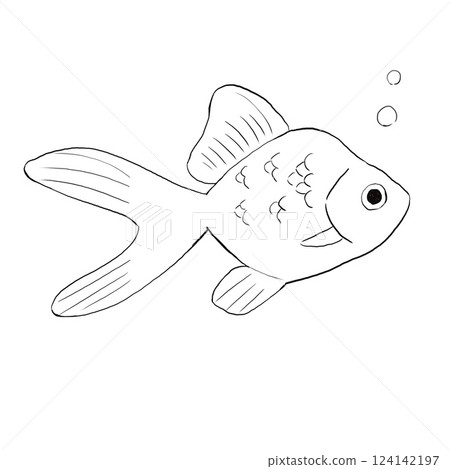 遊動的金魚的線描插圖 遊動的金魚的線描插圖 124142197