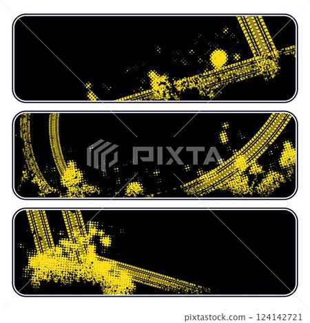 Yellow tire track banner 124142721