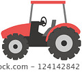 Red color tractor 124142842