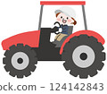 Farmer woman riding a tractor 124142843