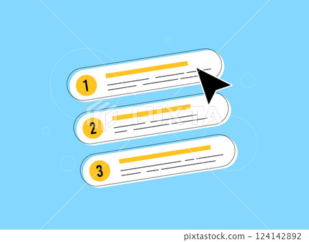 Search ranking, selection and decision-making. SEO, search results, online comparisons and digital marketing concepts. Vector illustration of numbered list search ranking website with cursor clicking Search ranking, selection and decision-making. SEO, search results, online comparisons and digital marketing concepts. Vector illustration of numbered list search ranking website with cursor clicking 124142892