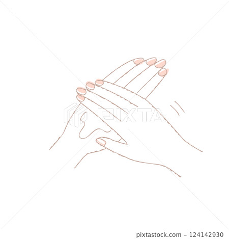 Hands applying hand cream/lotion Hands applying hand cream/lotion 124142930