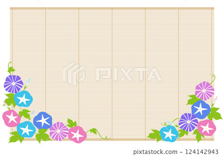 Morning glory and bamboo blinds - horizontal 124142943