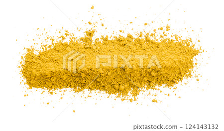 Yellow powder isolated on transparent background. Yellow powder isolated on transparent background. 124143132