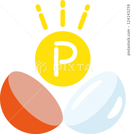 Earn points! Capsule and coin icon 124143259