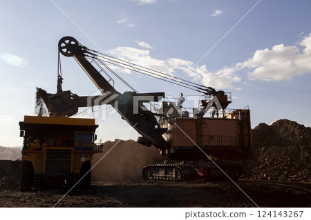 Coal mining. The truck transporting coal, Thailand. 124143267