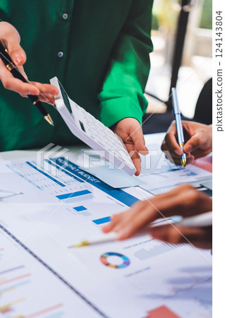 business people in meeting discussing plans together 124143804