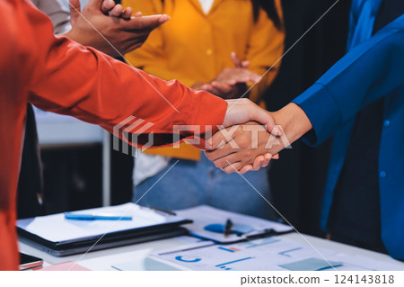 Business handshake for teamwork of business merger and acquisition,successful negotiate,hand shake,two businessman shake hand with partner to celebration partnership and business deal concept Business handshake for teamwork of business merger and acquisition,successful negotiate,hand shake,two businessman shake hand with partner to celebration partnership and business deal concept 124143818