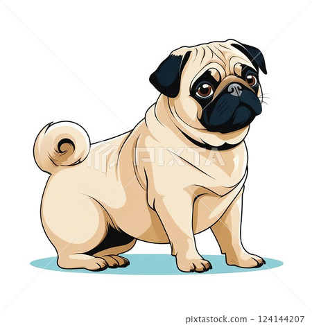 A cute pug standing up 124144207