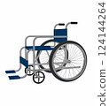 3d rendering of a wheelchair seen from the side 124144264