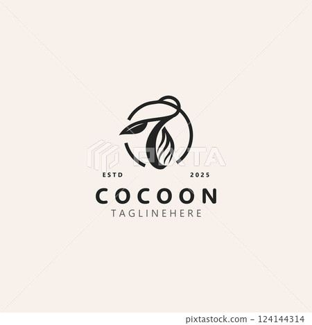 Cocoon logo Butterfly silkworm symbol. Caterpillar metamorphosis animal template design illustration Cocoon logo Butterfly silkworm symbol. Caterpillar metamorphosis animal template design illustration 124144314