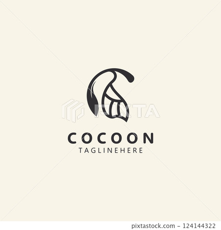 Cocoon logo Butterfly silkworm symbol. Caterpillar metamorphosis animal template design illustration Cocoon logo Butterfly silkworm symbol. Caterpillar metamorphosis animal template design illustration 124144322