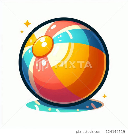 Colorful beach ball illustration with glossy effect. Summer vacation, pool party, and kids' toy concept 124144519