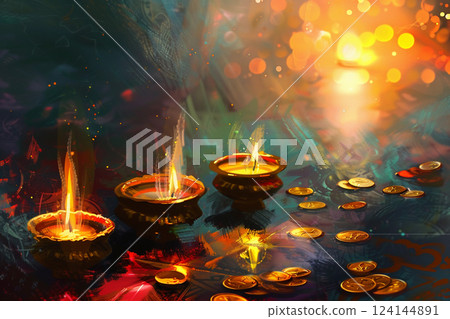 Greeting card with holiday composition for happy Akshaya Tritiya Greeting card with holiday composition for happy Akshaya Tritiya 124144891