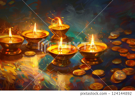 Greeting card with holiday composition for happy Akshaya Tritiya Greeting card with holiday composition for happy Akshaya Tritiya 124144892