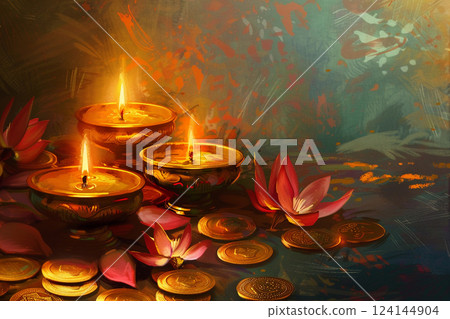 Greeting card with holiday composition for happy Akshaya Tritiya Greeting card with holiday composition for happy Akshaya Tritiya 124144904