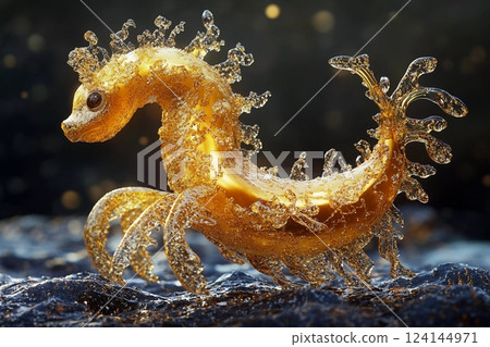 Colorful aquatic creature gracefully swimming through vibrant underwater landscape in a serene environment 124144971