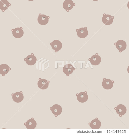 seamless minimal bear repeat pattern in brown background, flat jpg illustration graphic design 124145625