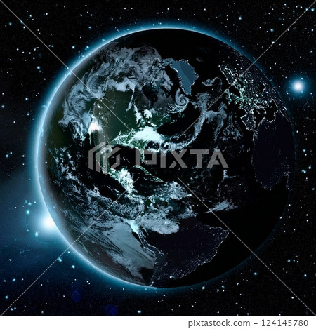 地球漂浮在太空插畫 124145780