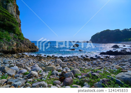 從高知縣足折岬白山洞附近的海濱長廊眺望太平洋 124145833