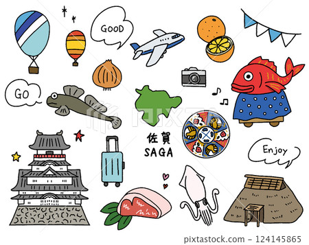Saga hand-drawn illustration set 124145865