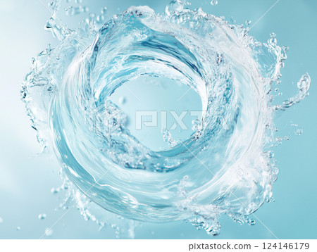 動態漩渦水以圓形運動流動 - 洗滌、淋浴、飲用和清爽感的形象 動態漩渦水以圓形運動流動 - 洗滌、淋浴、飲用和清爽感的形象 124146179