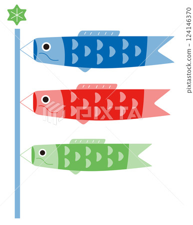 兒童節插圖素材。鯉魚旗裝飾品。男孩節的裝飾品。 兒童節插圖素材。鯉魚旗裝飾品。男孩節的裝飾品。 124146370