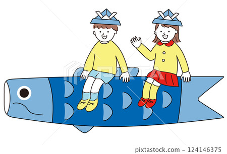 Illustration material for Children's Day. Decoration of carp streamers. Decoration for Boys' Festival. 124146375