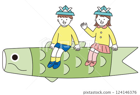 Illustration material for Children's Day. Decoration of carp streamers. Decoration for Boys' Festival. 124146376