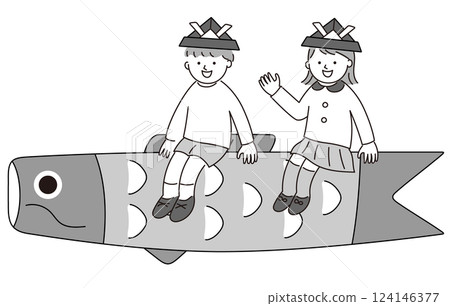 Illustration material for Children's Day. Decoration of carp streamers. Decoration for Boys' Festival. 124146377