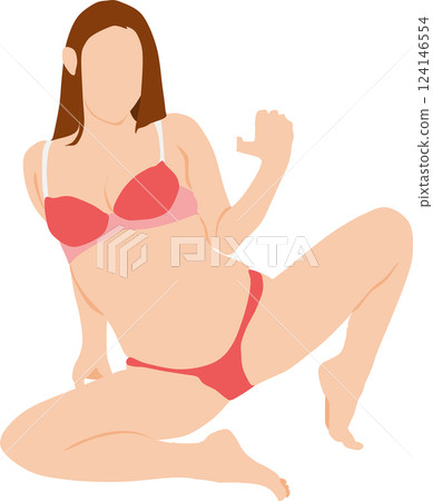 Illustration of a woman in a swimsuit posing Illustration of a woman in a swimsuit posing 124146554