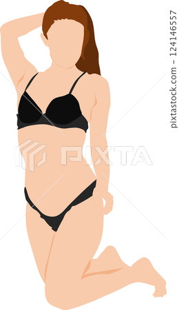 身穿泳衣的女子擺姿勢的插圖 身穿泳衣的女子擺姿勢的插圖 124146557