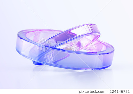 3d crystal light holographic figure of glass rings render. Abstract geometric transparent shape with pink blue gradient, iridescent circle art object, dynamic plastic or acryl form. 3D illustration 3d crystal light holographic figure of glass rings render. Abstract geometric transparent shape with pink blue gradient, iridescent circle art object, dynamic plastic or acryl form. 3D illustration 124146721