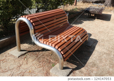 Japanese park fitness equipment: stretching bench Japanese park fitness equipment: stretching bench 124147053